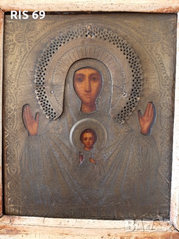Старинна Икона на Богородица - 19в. , снимка 4 - Антикварни и старинни предмети - 33514497
