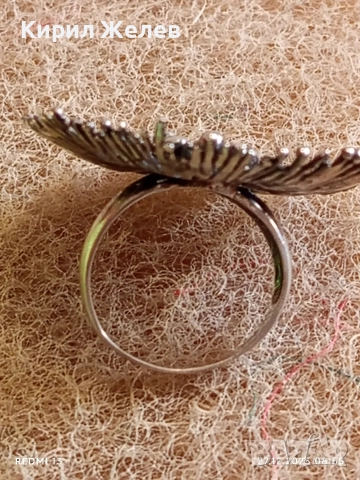 Дизайнерски сребърен пръстен стилизирано цвете Арт бижу майсторска изработка 10678, снимка 7 - Пръстени - 52909322