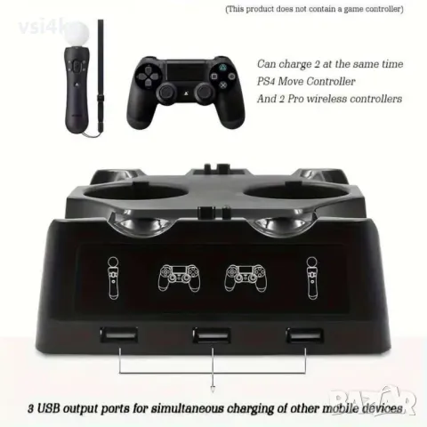 Зарядна станция за контролери и PS Move за PlayStation 4, снимка 4 - Други - 49686279