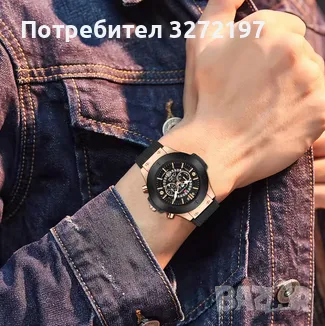 VA VA VOOM 2024 Кварцов водоустойчив часовник,Японски механизъм,силиконова каишка,календар, снимка 3 - Мъжки - 48432732