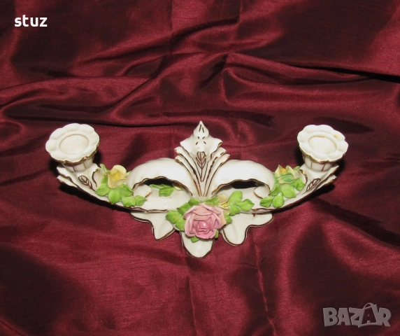 Порцеланов двоен свещник Dresden, снимка 5 - Декорация за дома - 52921094