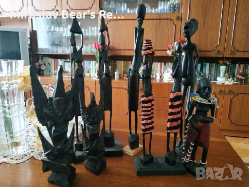 Автентични Африкански Статуетки От Абанос 9бр, снимка 2 - Статуетки - 28042685