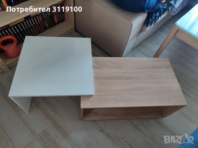 Холна маса дъб сонома и бяло, снимка 3 - Маси - 50920187