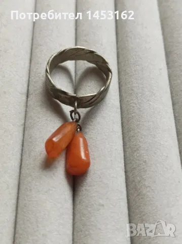 Руски старинен пръстен с кехлибар , снимка 2 - Пръстени - 49804888