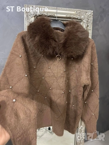 Дамска жилетка кашмир с пух, снимка 2 - Жилетки - 53601991