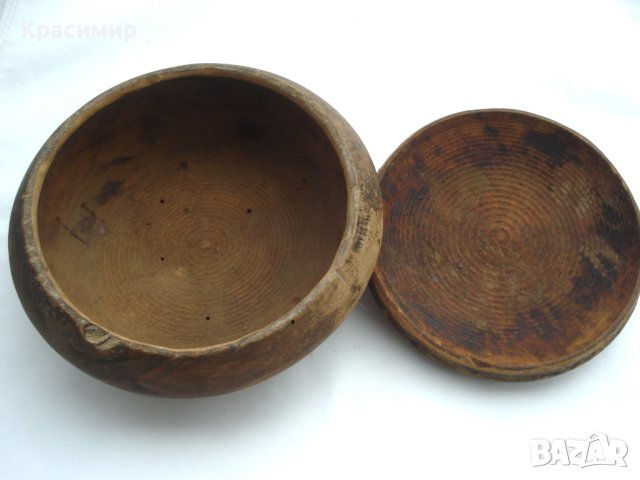 СТАРА ДЪРВЕНА КУПА С КАПАК- СОЛНИЦА, снимка 7 - Антикварни и старинни предмети - 43764683
