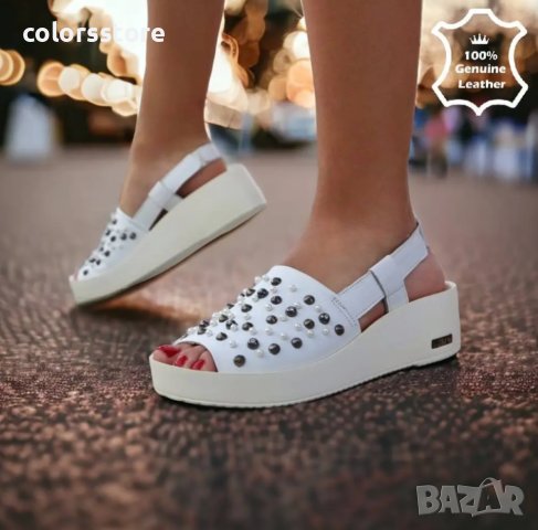 Равни сандали - бяла ЕСТЕСТВЕНА кожа - 251, снимка 2 - Сандали - 40970377