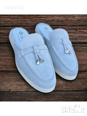 🩵Loro Piana Дамско Сабо Естествен Велур В Нежен Син Цвят🩵, снимка 2 - Дамски елегантни обувки - 52278100