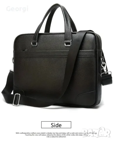 Мъжка елегантна и стилна чанта за лаптоп 15”, Премиум естествена кожа!, снимка 4 - Чанти - 49279186