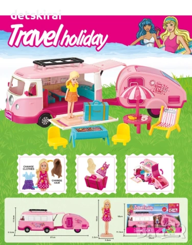 Розов кемпер и каравана, снимка 3 - Кукли - 53556252