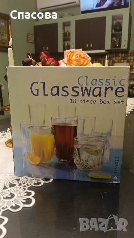 НОВ сервиз от 18 бр. практични и красиви стъклени чаши. В кашон., снимка 7 - Чаши - 51931922