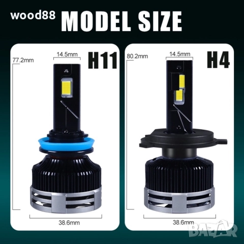 ЛЕД  ДИОДНИ КРУШКИ 300W -50000 лумена (реални) h1,h7,h4,h11,h3,h8, снимка 4 - Аксесоари и консумативи - 51984770