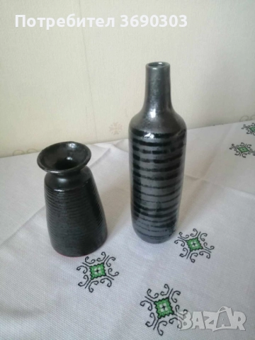 Изделия от керамика - комплект ваза и свещник, голяма чиния