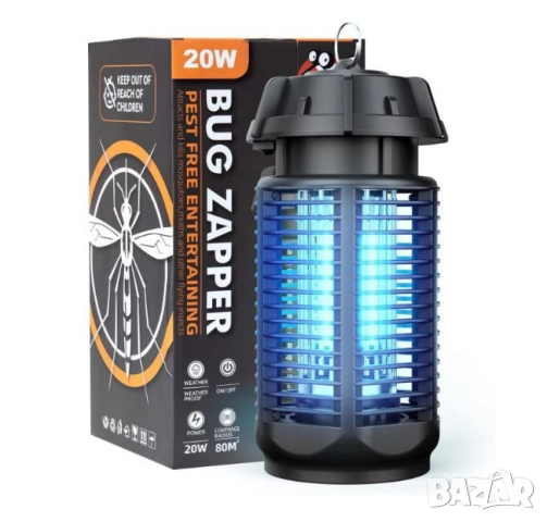 Електрически уред против комари и насекоми Bug Zapper QH50A-20W – 20W, обхват 80м, снимка 3 - Друга електроника - 51999990