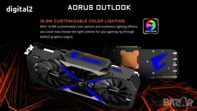 Видеокарта GTX 1080 8G AORUS GeForce Gigabyte GDDR5x 12м. Гаранция, снимка 4 - Видеокарти - 52152057
