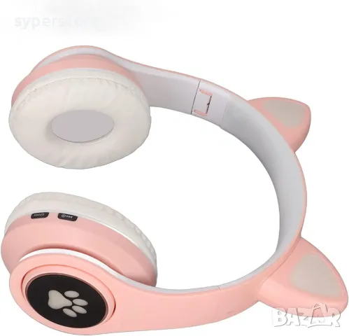 Слушалки безжични Bluetooth Cat Digital One SP00974  STN-28(Pink) Блутут розови с микрофон, светещи, снимка 2 - Bluetooth слушалки - 48116716