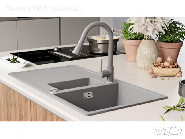 Кухненска Мивка от Гранит модел Ибиса 900 x 500 Supreme Duo - графит, снимка 2 - Други - 38076592