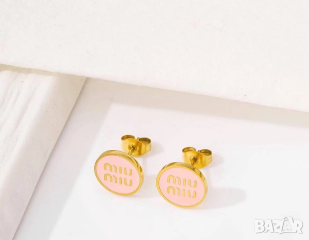 обеци от висококачествена медицинска стомана miu miu, снимка 5 - Обеци - 52093064