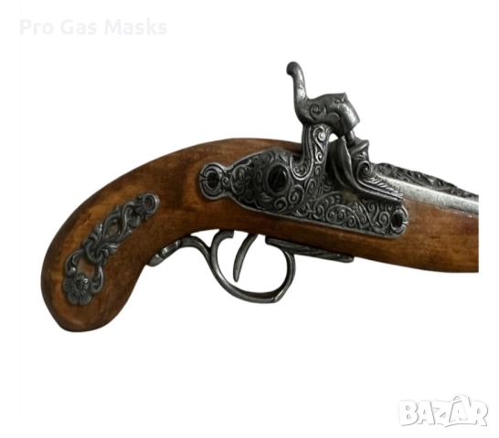 Винтидж Пистолет уникален Рядък пиратски реплика копие античен дърво и метал, стенен декор, декорати, снимка 2 - Други - 52703718
