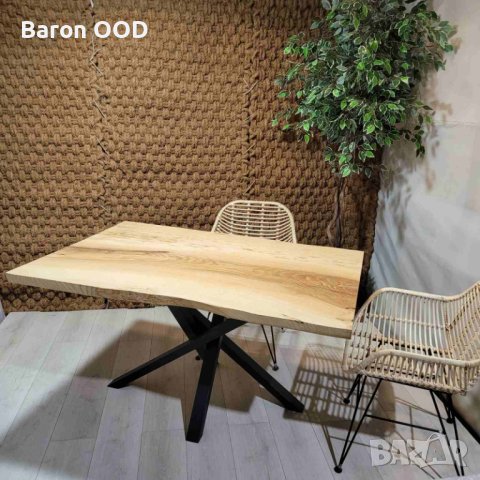 Трапезна маса, маса за хранене от масивно дърво Ясен с жив ръб