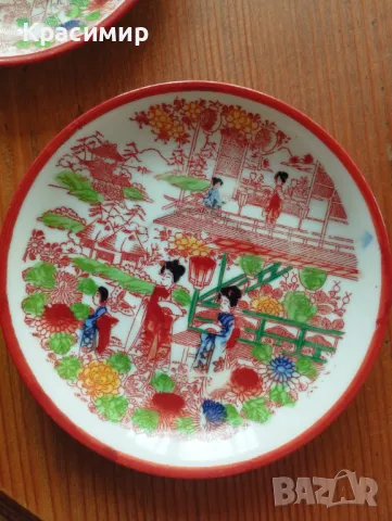 6 чинийки с гейши - леки забележки по декора, едната чукната на долния ръб , снимка 10 - Антикварни и старинни предмети - 47723727