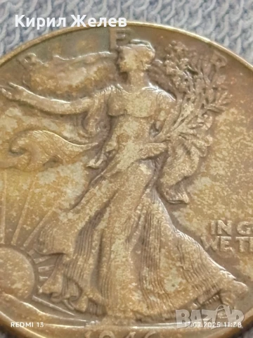 Рядка монета HALF DOLLAR USA 1946г. за КОЛЕКЦИОНЕРИ 42540, снимка 2 - Нумизматика и бонистика - 51049150