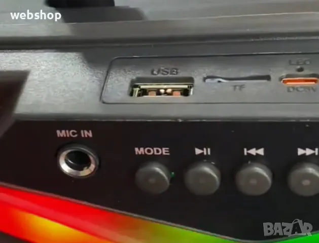 Преносима безжична тонколона с мощен звук и LED ефекти, 8 Инча, снимка 4 - Тонколони - 49723139