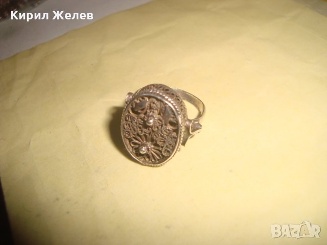 СРЕБЪРЕН ФИЛИГРАНЕН ПРЪСТЕН СТАРИННА АЖУРНА РЪЧНА ИЗРАБОТКА СРЕБРО с ГРАНУЛАЦИЯ БИЖУ УНИКАТ 22724, снимка 9 - Антикварни и старинни предмети - 33133389