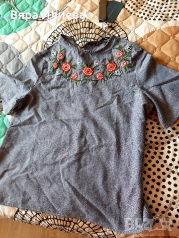 Нова блуза с къс ръкав и ефектна бродерия , снимка 2 - Тениски - 36846063