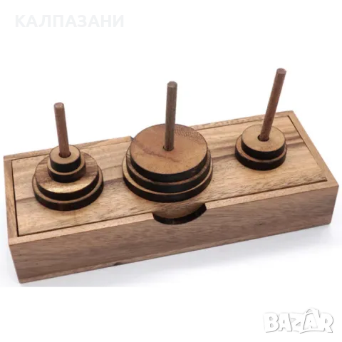 Луксозна дървена Ханойска кула с 9 пръстена K019, снимка 2 - Игри и пъзели - 50217810