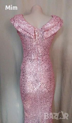 Официални дълги рокли в розово с пайети и маслено зелена, снимка 10 - Рокли - 51002483