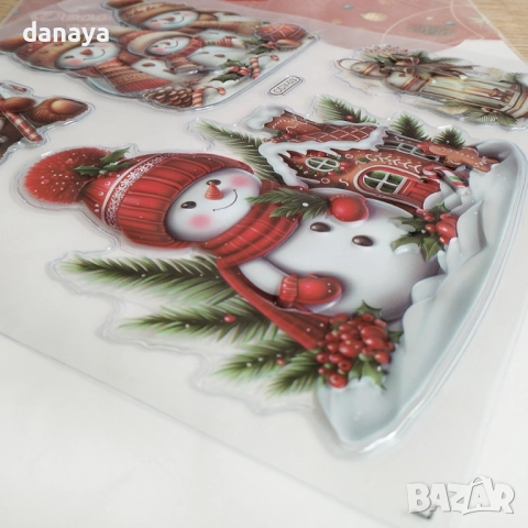 6141 Коледни стикери за прозорец Дядо Коледа, снежковци, елени, елха, снимка 7 - Декорация за дома - 51889730