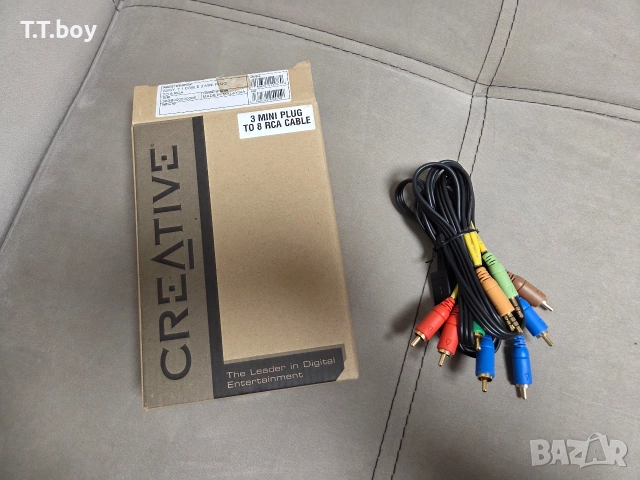 Creative 3 mini plug to 8 RCA cable, снимка 3 - Друга електроника - 52827218
