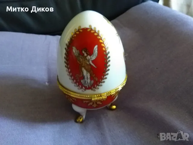 Яйце тип Фаберже фи 8см и Н-12см за бижута, снимка 6 - Декорация за дома - 47409945