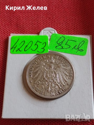 Сребърна монета 2 марки 1901г. Германска Империя Прусия Годишнина Кралско семейство 42053