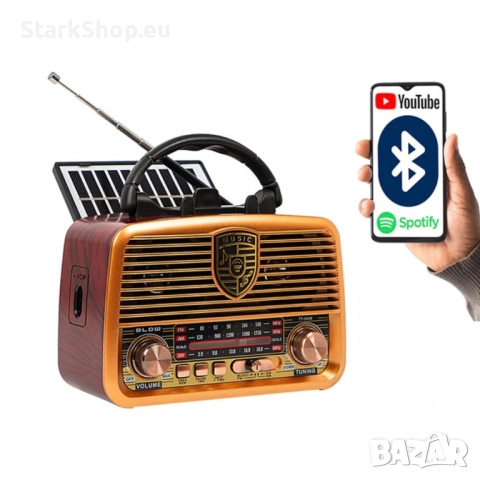 Ретро радио Golon-RX с Bluetooth, AM/FM, соларен панел, снимка 2 - Радиокасетофони, транзистори - 52913415