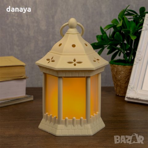 1343 Декоративен Led фенер лампа с ефект на пламък 20x14cm, снимка 1 - Декорация за дома - 27822543