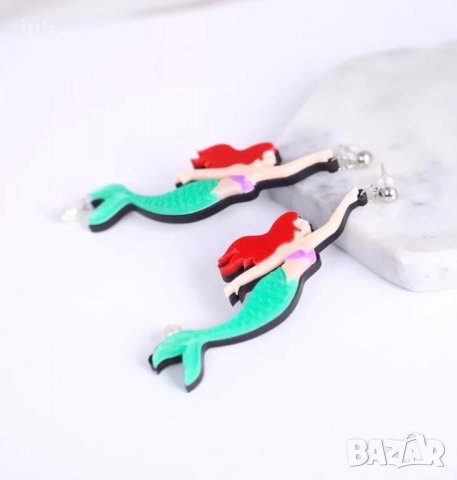 Брошка с котка Karl Lagerfeld, обеци русалката Ариел, снимка 9 - Обеци - 36976342