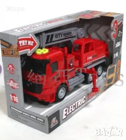 Детски електрически пожарникарски камион фрикционен с подвижна стълба със звук КН3320, снимка 2 - Коли, камиони, мотори, писти - 48005749