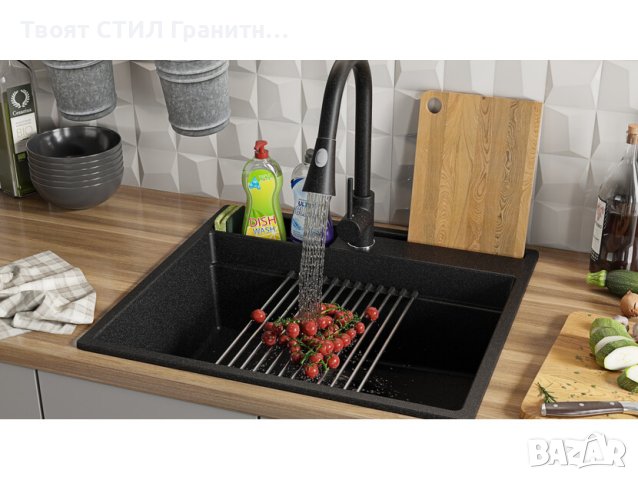 Кухненска Мивка от гранит модел Осло 40 Премиум 380 x 530 мм - графит, снимка 2 - Мивки - 41875256