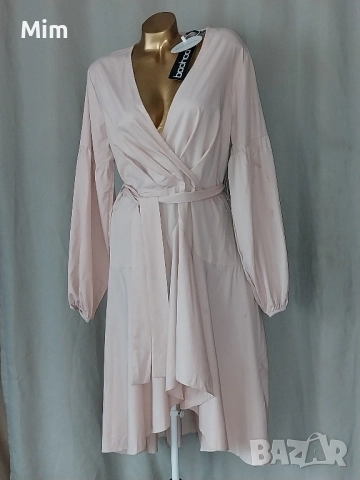 boohoo 44 Рокля с дълъг ръкав в цвят шампанско , снимка 7 - Рокли - 52252256