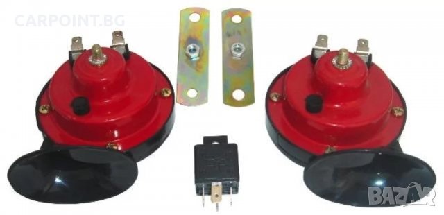 КЛАКСОН ТРОМБА ОХЛЮВ 12V + РЕЛЕ НИСЪК И ВИСОК ТОН 1КТ., снимка 1