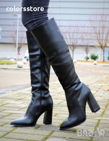 Ботуши на ток - черна кожа - K-12