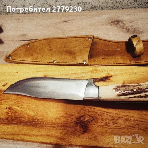 Ловен нож масивен с дръжка от еленов рог, снимка 10 - Ножове - 49869832