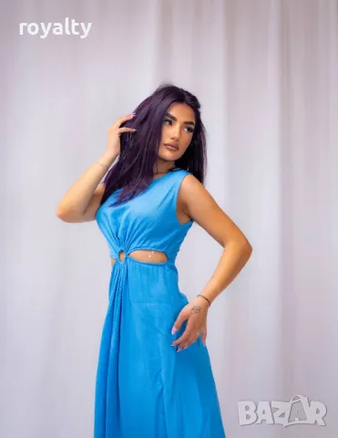 Синя елегантна дамска рокля , снимка 3 - Рокли - 49549598