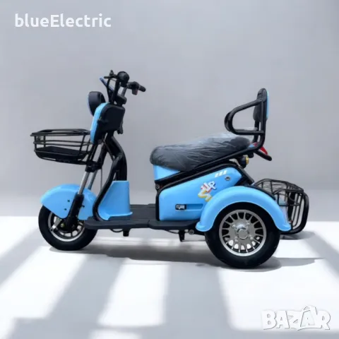 Двуместна електрическа триколка blueElectric Pudding 1800W | 48V | 23Ah | BABY BLUE, снимка 3 - Мотоциклети и мототехника - 49745628