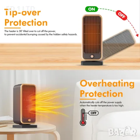 Преносима духалка Portable Fan Heater YND 500D отоплител с керамичен нагревател печка, снимка 4 - Отоплителни печки - 49281097