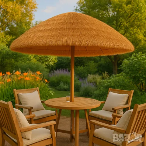 Градински чадър / Плажен чадър с UV защита 170 см – Хавайски стил, снимка 5 - Градински мебели, декорация  - 50225977