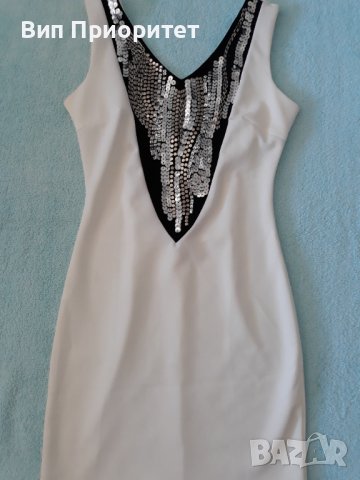 Бяла официална скъпа рокля със сегмент-изкуство. Къса и сексапилна , елегантна, с цип на гърба, нова, снимка 3 - Рокли - 37264692