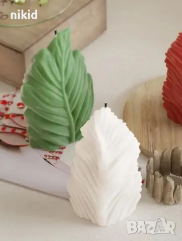 3D право листо силиконов молд форма за свещ сапун гипс шоколад, снимка 3 - Форми - 47552403